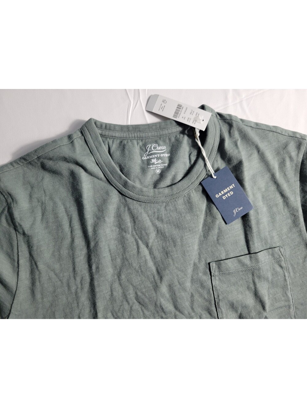 J.Crew Garment Dyed T-Shirt Men's M Green Short Sleeve Pocket Slub Cotton NWT